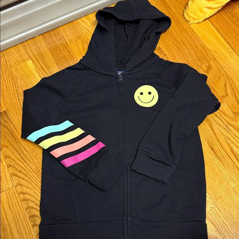 The Children's Place Black Hoodie & sweatpants with Smiley and Stripes